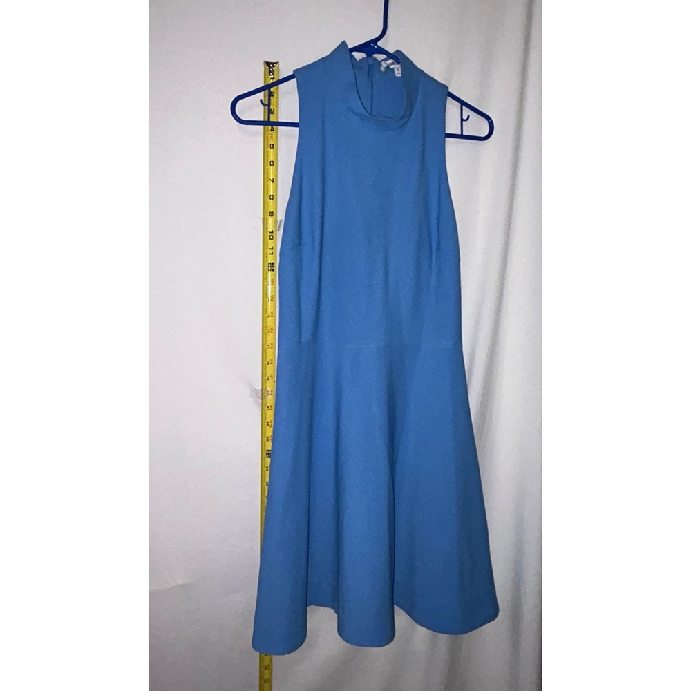 Elizabeth and James Cornflower Blue Sleeveless‎ Mock Neck Fit Flare Dress - Picture 5 of 7